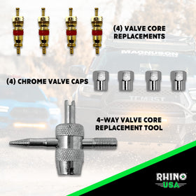 Rhino USA deflator attached to valve stem demonstrating quick secure screw-on convenience