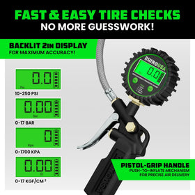 Rhino USA digital gauge closeup with clear backlit readout for accurate measurements