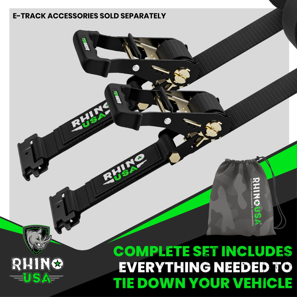 Rhino USA spring-loaded E-track fitting detail demonstrating secure automatic locking in rail