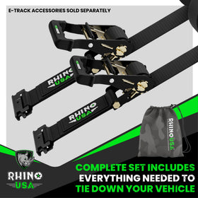 Rhino USA spring-loaded E-track fitting detail demonstrating secure automatic locking in rail
