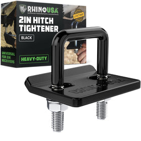 Rhino USA front view of hitch tightener showing compact design and secure clamp benefit