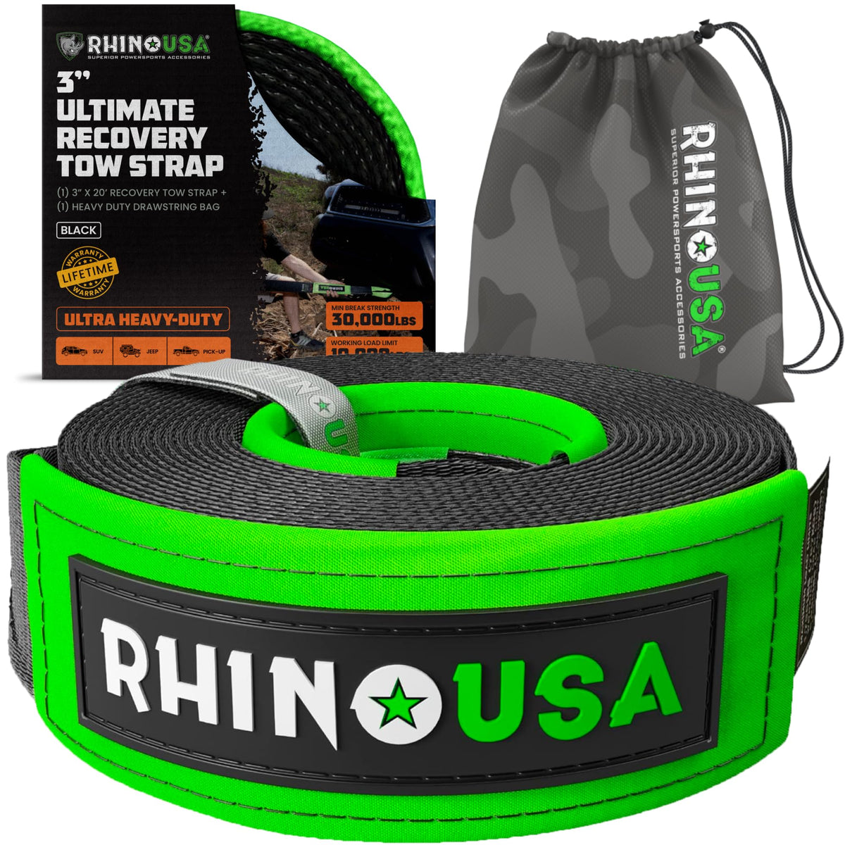 Rhino USA front packaging showing strap ready to use and durable branding benefit
