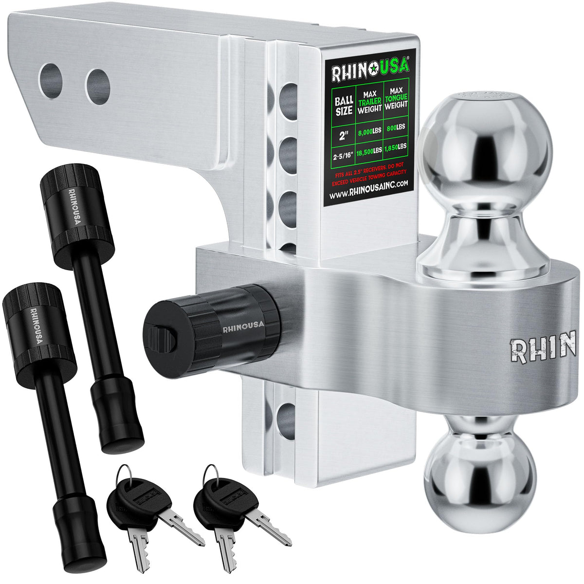 Rhino USA front view of adjustable hitch showing robust construction and secure fit