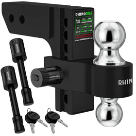 Rhino USA front view of adjustable hitch showing solid shank and receiver fit for strength