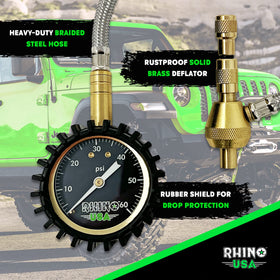 Rhino USA close-up of 2-inch gauge dial for clear PSI reading and accurate monitoring