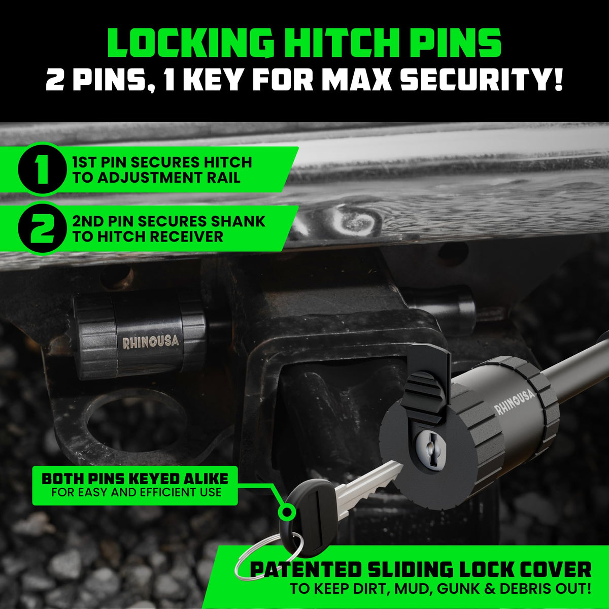 Rhino USA height adjustment being switched showing easy 6-inch drop or rise