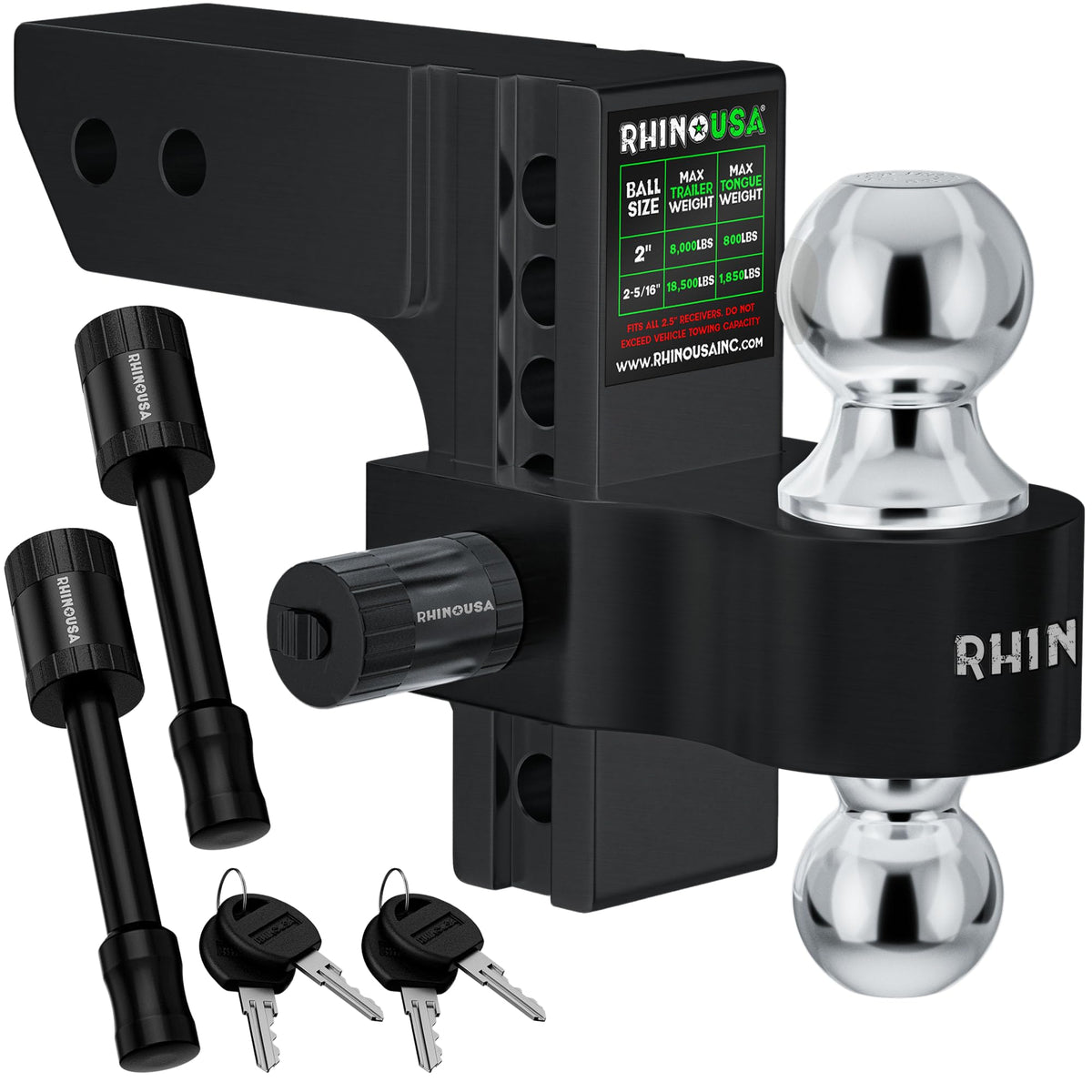 Rhino USA hitch front view showing robust receiver and fitment benefit