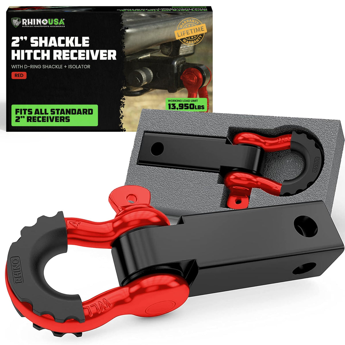 Rhino USA front view of hitch shackle showing solid construction and safety