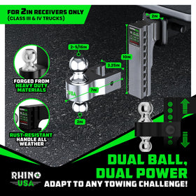 Rhino USA hitch installed on pickup receiver demonstrating proper fit and improved trailer leveling