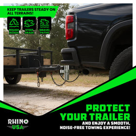 Rhino USA product packaging showing branding and included hardware for a ready-to-install hitch