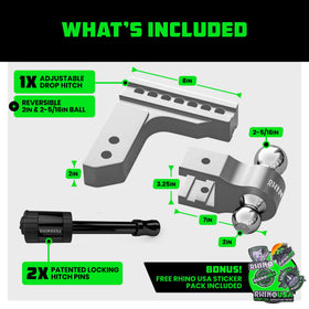 Rhino USA hitch pin and hardware close-up showing secure attachment and safety