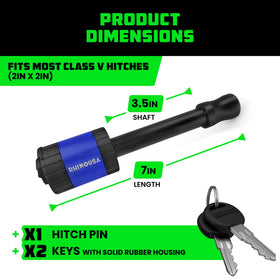 Rhino USA hitch pin installed in 2-inch receiver showing secure fit