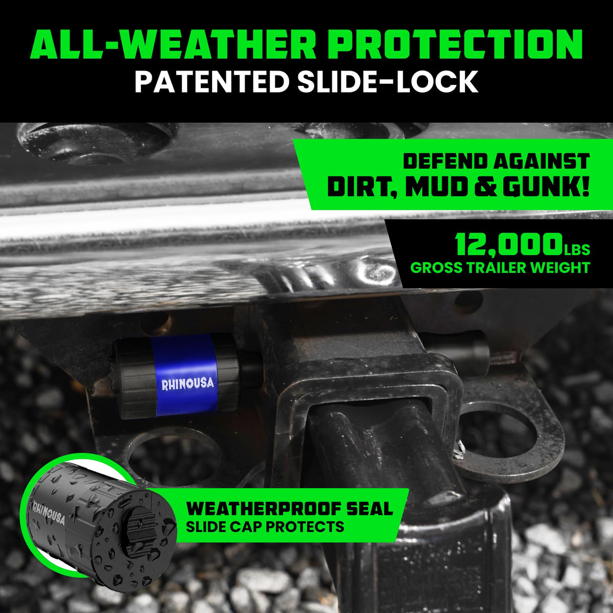 Rhino USA slide cap detail protecting lock from debris and moisture