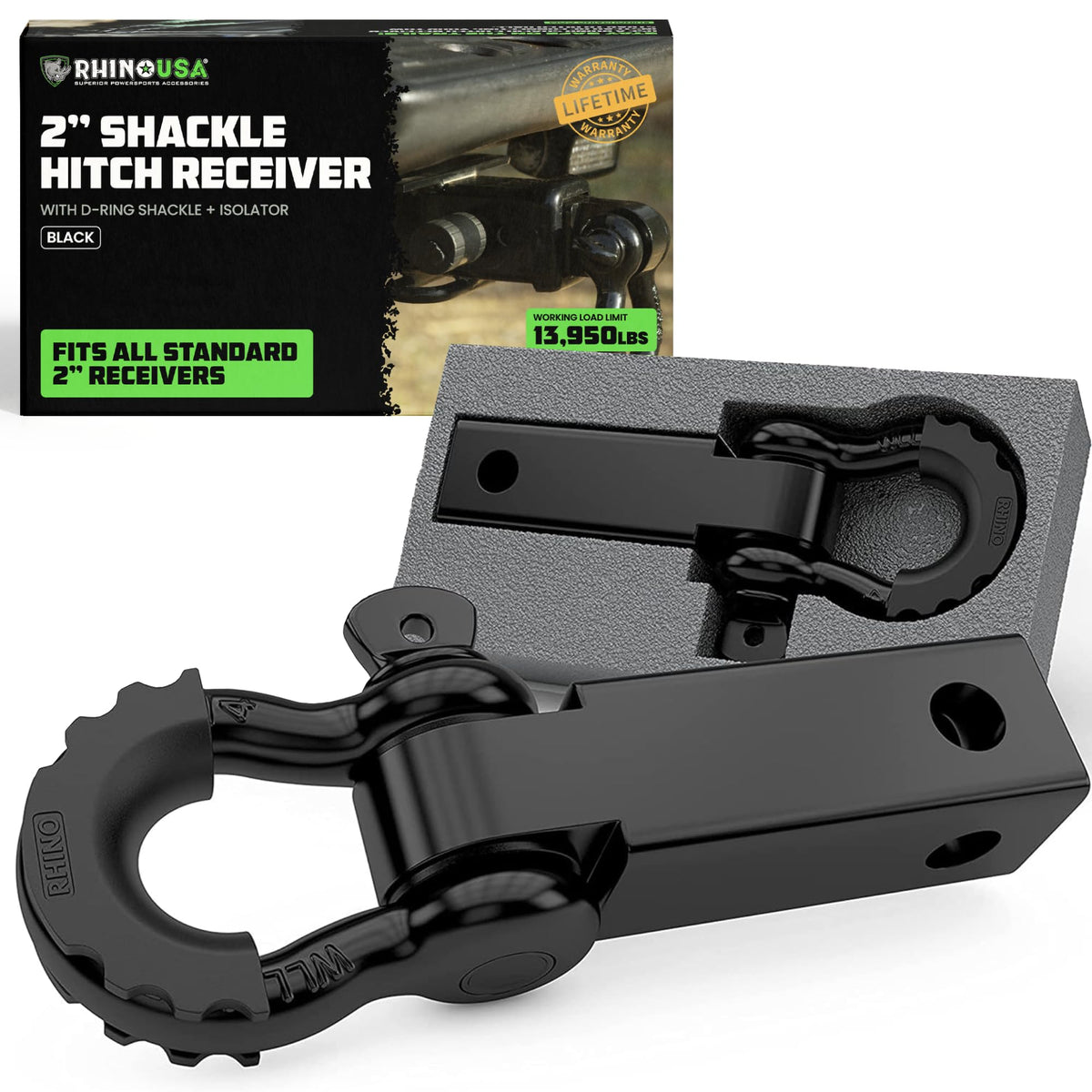 Rhino USA hitch shackle front view showing durable construction and reliable anchor