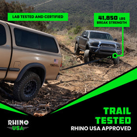 Rhino USA shackle in retail packaging with label showing product information