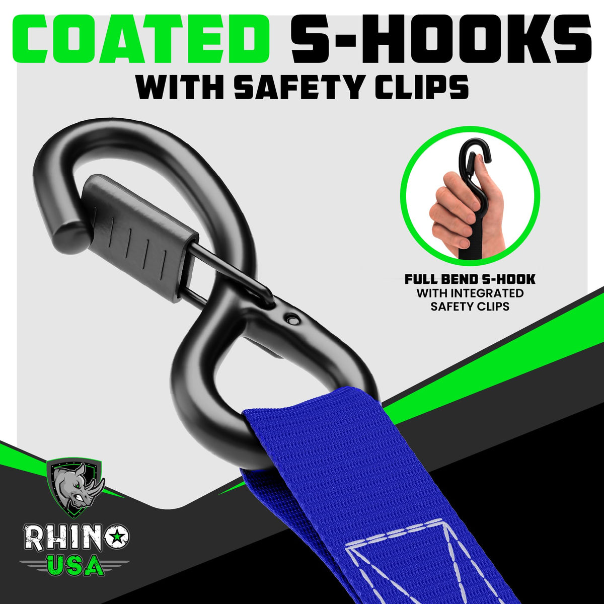Rhino USA in use securing a motorcycle on a trailer for safer transport