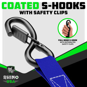 Rhino USA in use securing a motorcycle on a trailer for safer transport