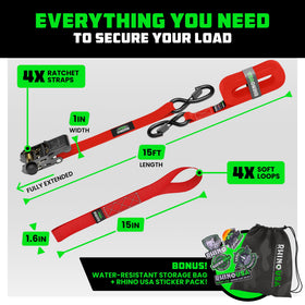 Rhino USA straps in use securing a motorcycle for stable transport