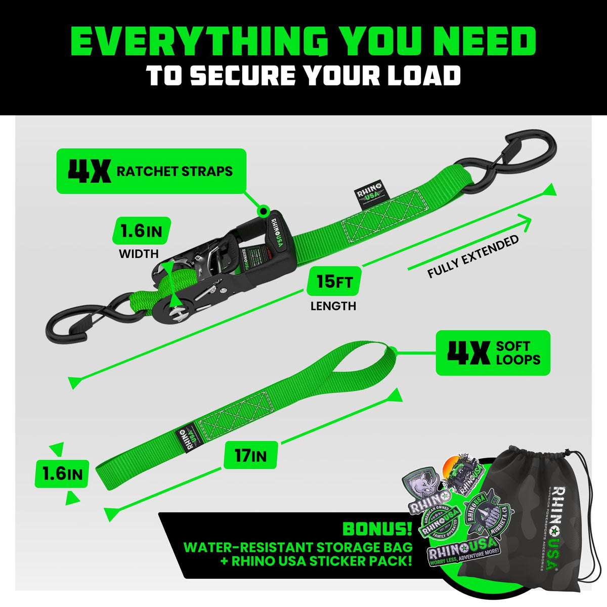 Rhino USA straps securing a motorcycle with confidence