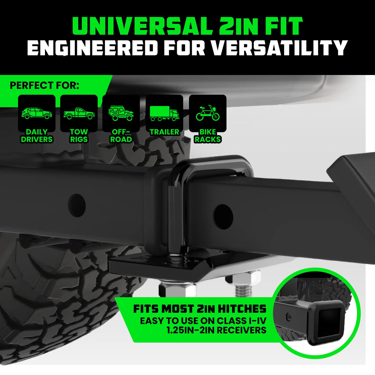 Rhino USA installed on a 2-inch receiver demonstrating improved hitch stability