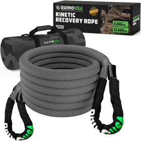 Rhino USA kinetic recovery rope front packaging showing compact carry bag and strap benefit quick transport