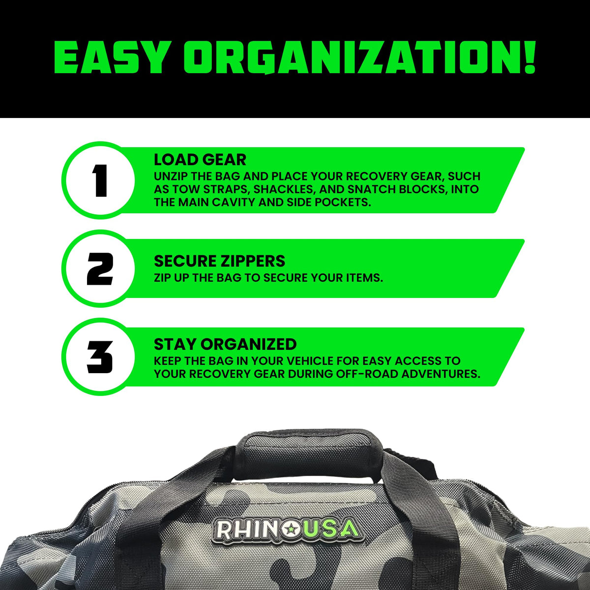 Rhino USA label and American-owned patch signifying family-run quality and trust