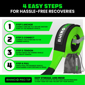 Rhino USA product label and specs tag showing break strength and warranty