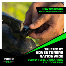 Rhino USA lock on trailer at campground offering visible theft deterrence