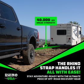 Rhino USA strap in an overland campsite scene conveying preparedness benefit