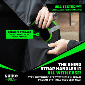 Rhino USA strap packed in vehicle trunk illustrating compact storage convenience
