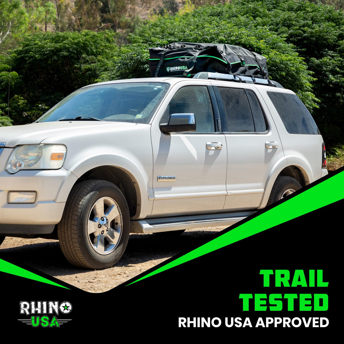 Rhino USA lifestyle shot on SUV increasing cargo capacity