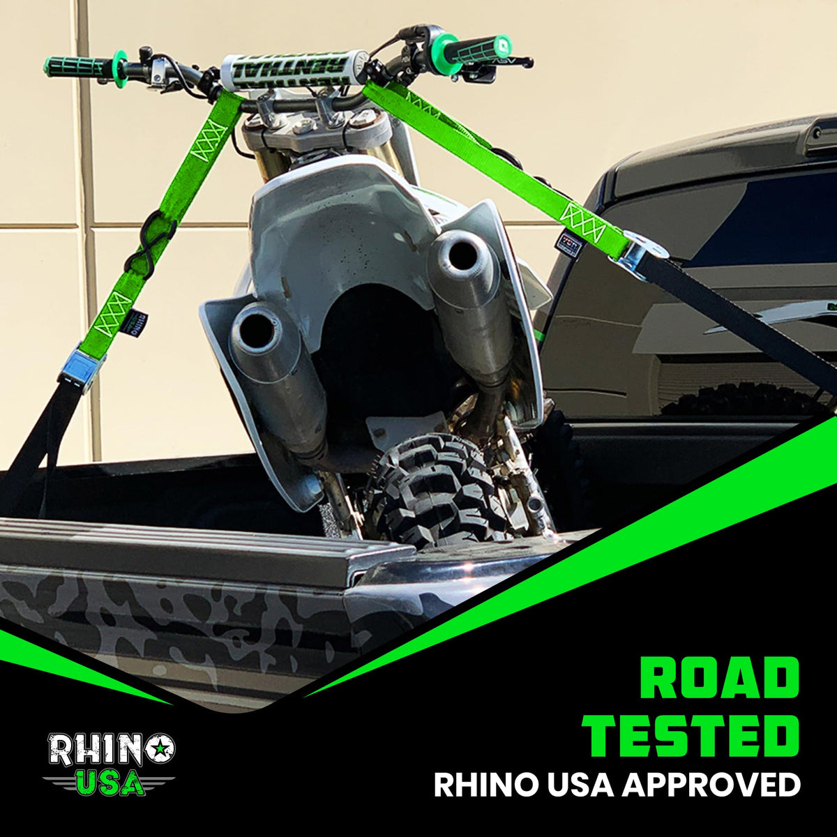 Rhino USA lifestyle shot loading bike into trailer for convenient transport