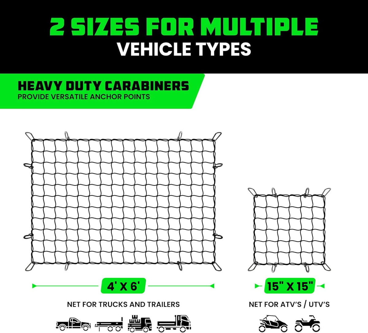 Rhino USA mini net fitted on ATV rack to secure small gear