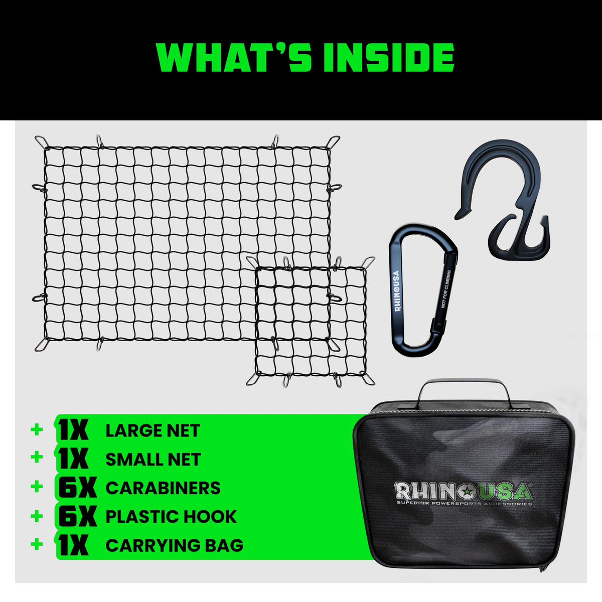 Rhino USA full-size net stretched over truck bed holding cargo safely