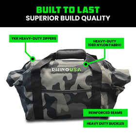 Rhino USA bag open with recovery straps and tools organized for quick access