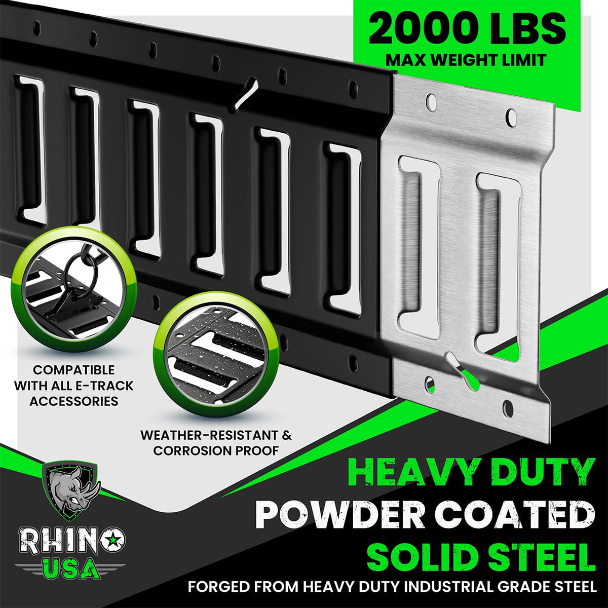 Rhino USA close-up of rail texture and slot detail for secure anchor engagement