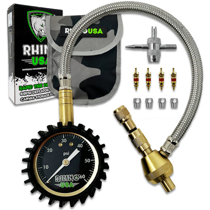 Rhino USA front view of rapid tire deflator showing robust housing and port, durable performance