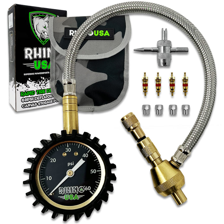Rhino USA front view of rapid tire deflator showing robust housing and port, durable performance