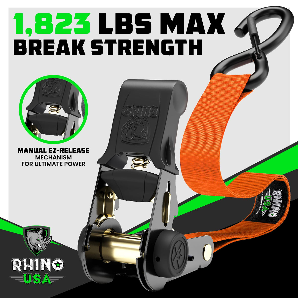 Rhino USA ratchet close-up displaying durable mechanism and control