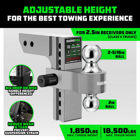 Rhino USA close-up of 2.5-inch receiver fitment highlighting precise engagement