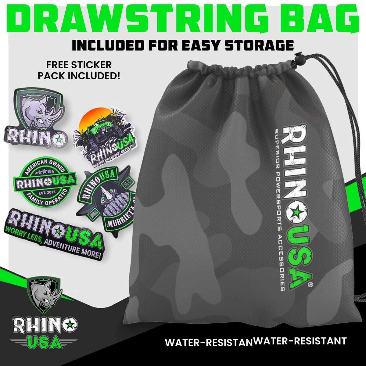 Rhino USA scale comparison with tape measure showing 15ft reach for flexible anchoring