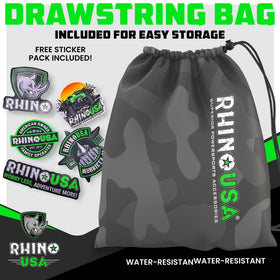 Rhino USA scale comparison with tape measure showing 15ft reach for flexible anchoring