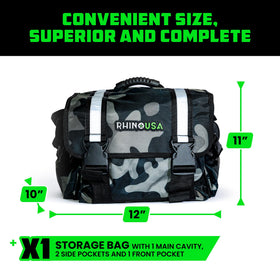 Rhino USA shoulder strap being carried by hand showing portability benefit for field use
