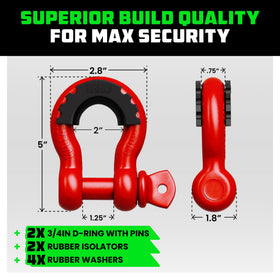 Rhino USA shackle next to hand for size comparison showing scale and robust build