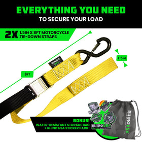 Rhino USA size scale comparison with ruler to show strap length and hardware dimensions