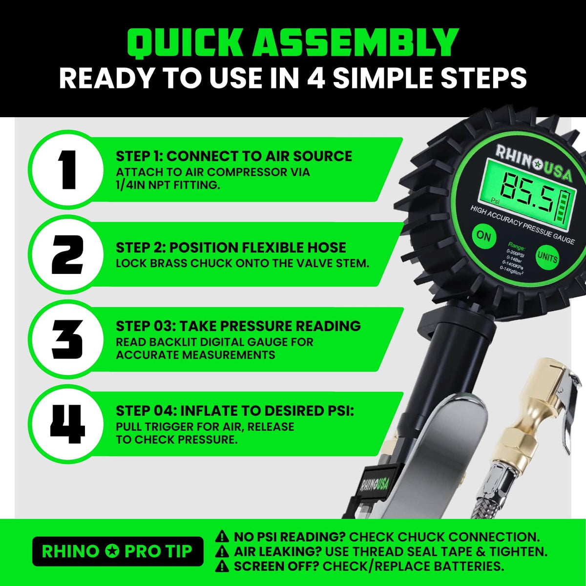 Rhino USA tool beside ruler showing compact scale and portable benefit