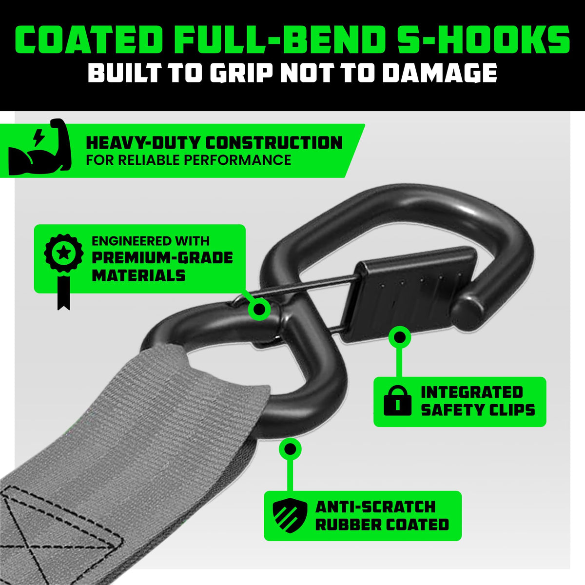 Rhino USA soft loop attachment wrapped on a frame to simplify anchoring and prevent damage benefit