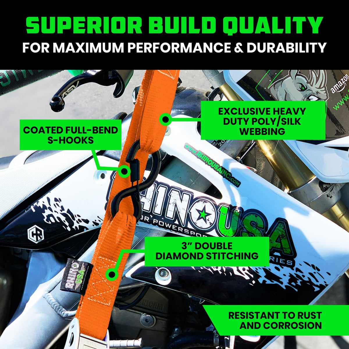 Rhino USA soft loop close-up protecting handlebars without scratches for peace of mind