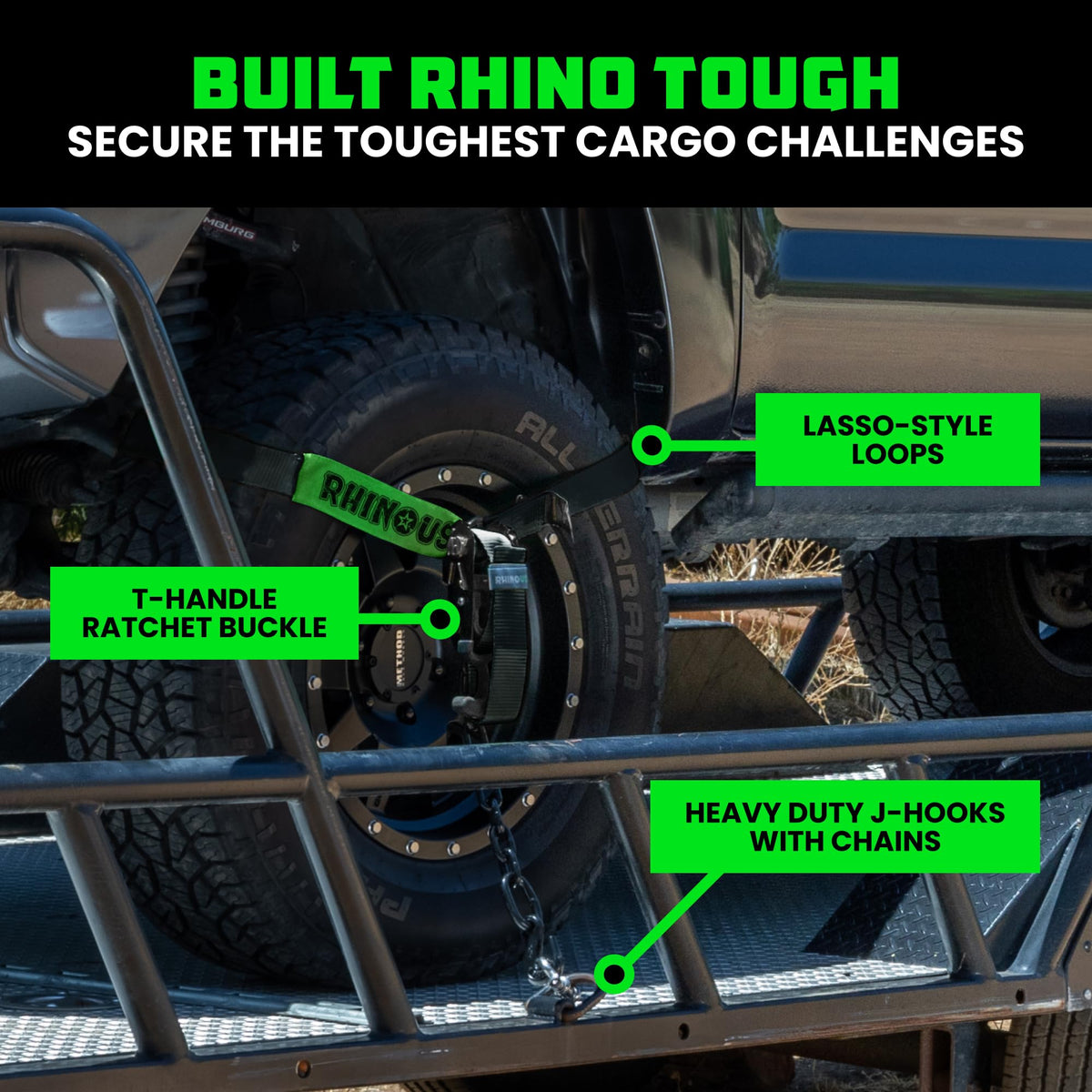 Rhino USA close-up of heavy-duty 2-inch webbing highlighting durability