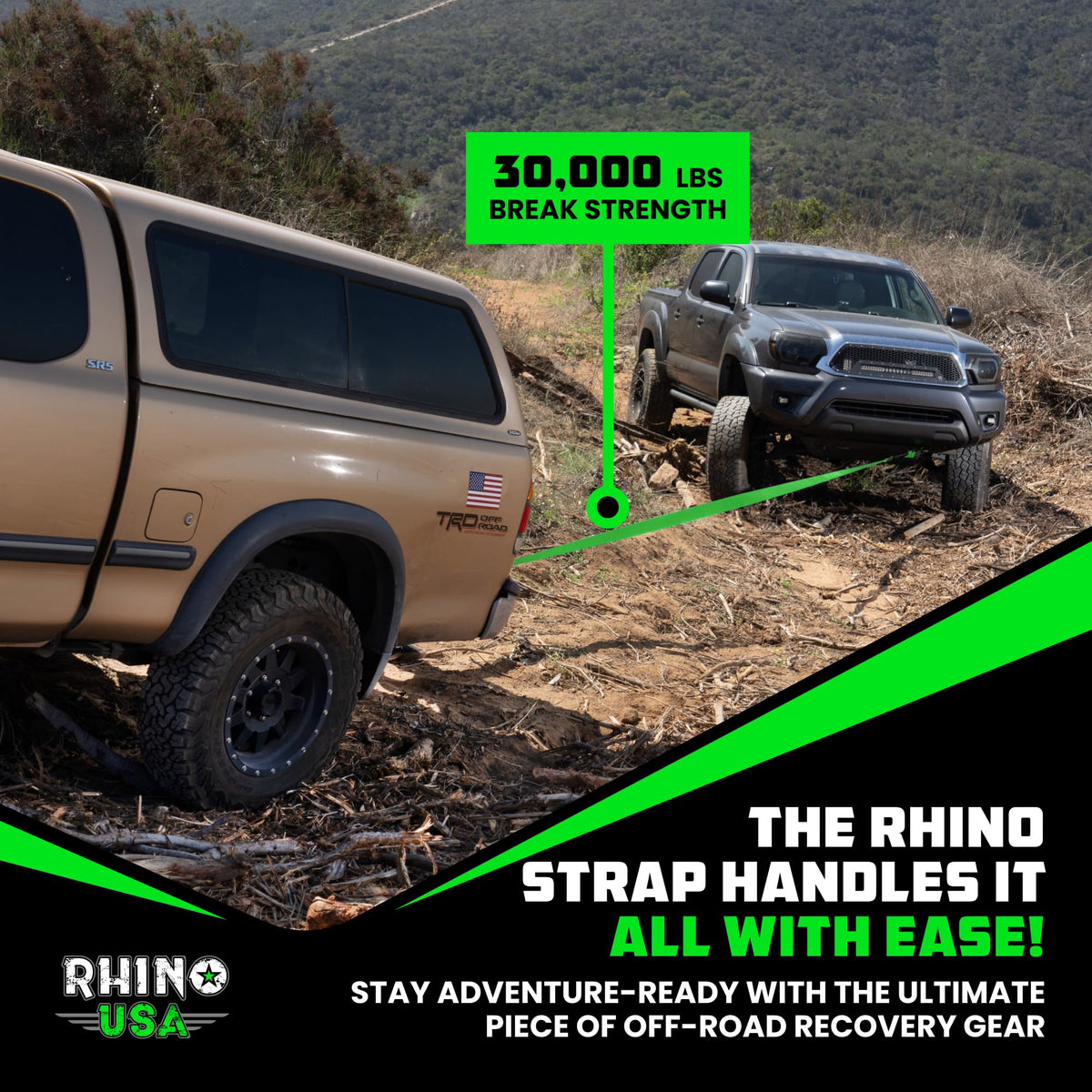 Rhino USA strap in roadside rescue scene illustrating practical field utility